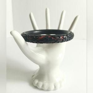 Asian Black and Red Carved Cinnabar Laquer Bangle